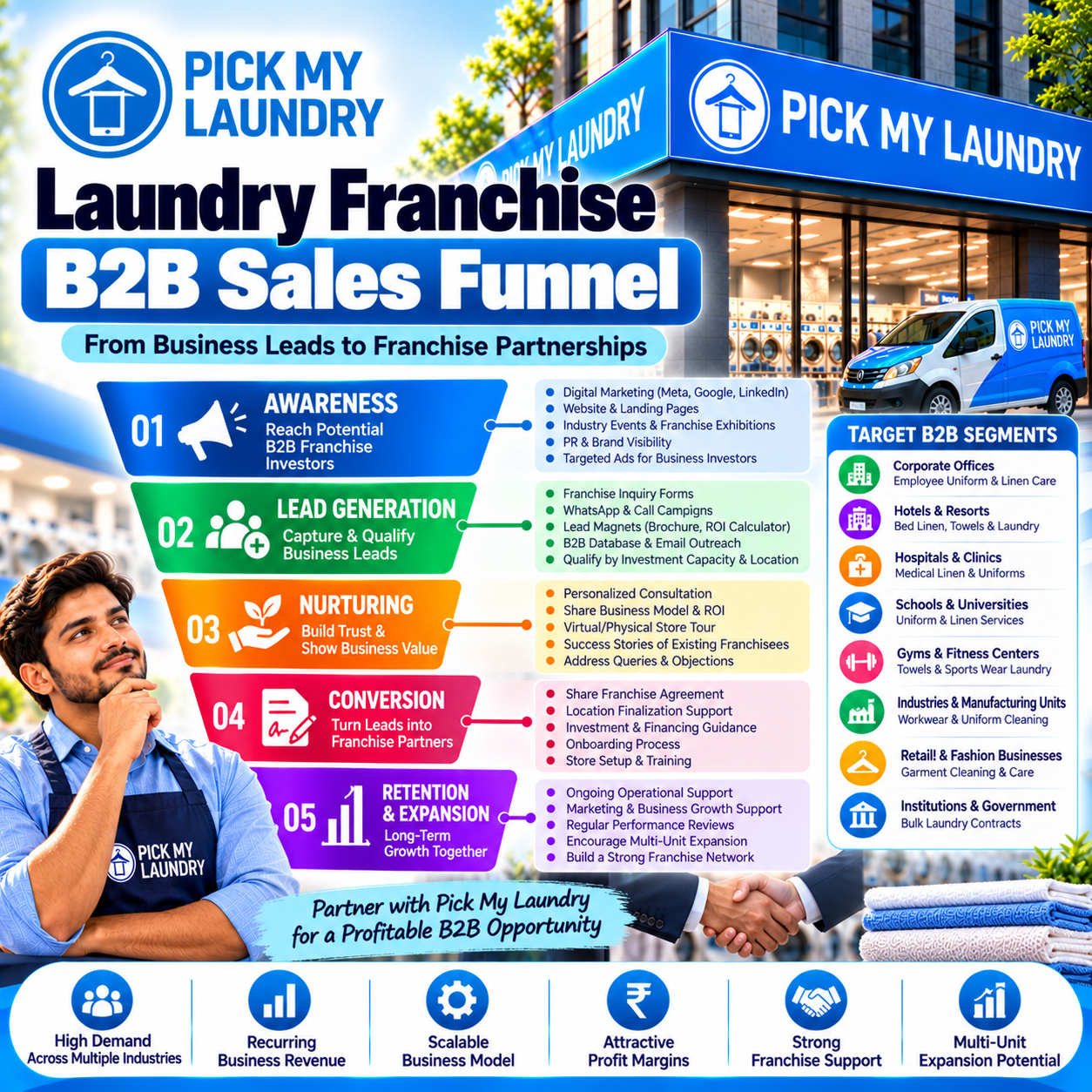 laundry franchise B2B sales funnel