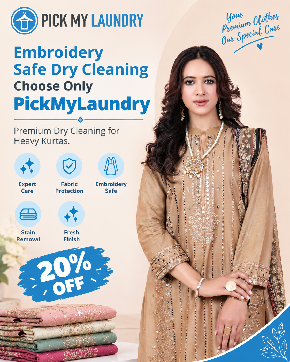 Embroidery Safe Dry Cleaning for Heavy Kurtas – Premium Care by Pick My Laundry