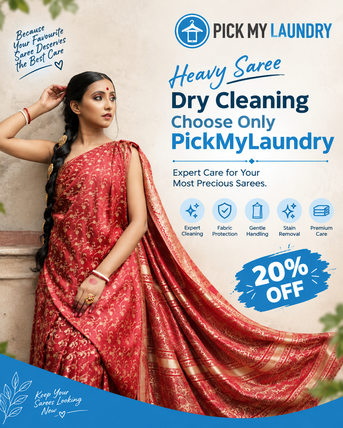 Saree Dry Cleaning: Expert Care for Silk, Designer & Heavy Sarees | Pick My Laundry