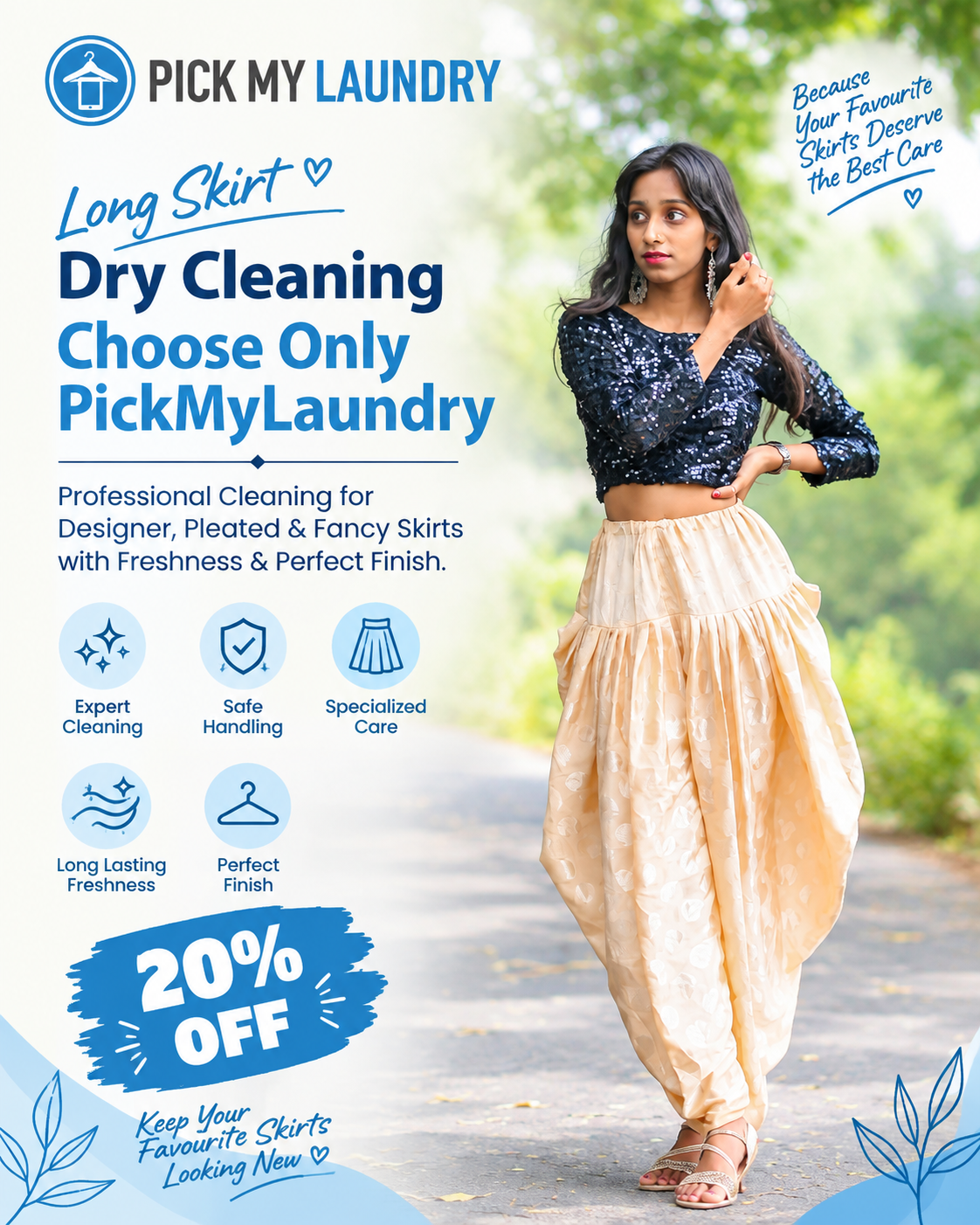 Long Skirt Dry Cleaning: Professional Care for Designer, Pleated & Fancy Skirts | Pick My Laundry