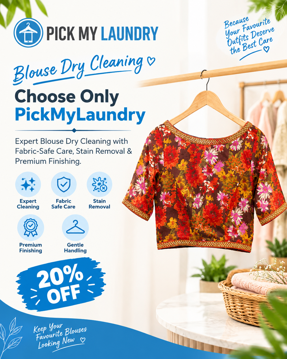Blouse Dry Cleaning: Expert Fabric-Safe Care, Stain Removal & Premium Finishing | Pick My Laundry