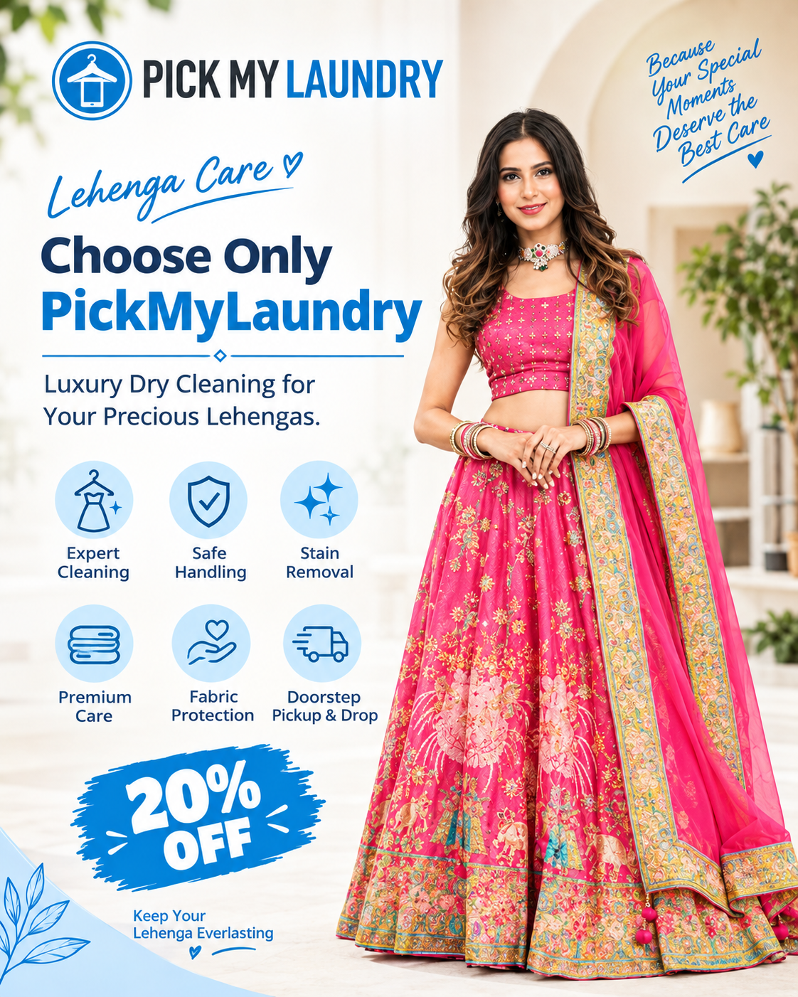 Lehenga Dry Cleaning: Professional Care for Bridal, Designer & Heavy Lehengas | Pick My Laundry