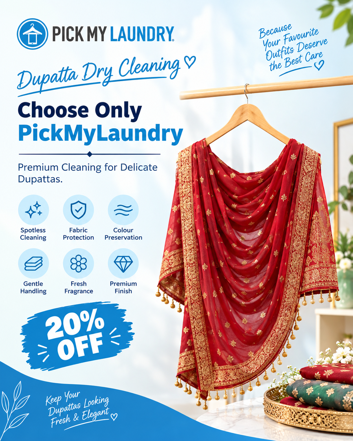 Dupatta Dry Cleaning: Premium Care for Delicate & Designer Dupattas | Pick My Laundry