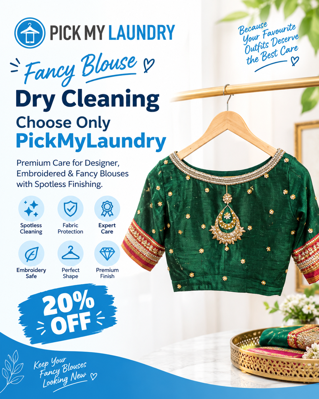 Fancy Blouse Dry Cleaning: Premium Care for Designer & Embroidered Blouses | Pick My Laundry