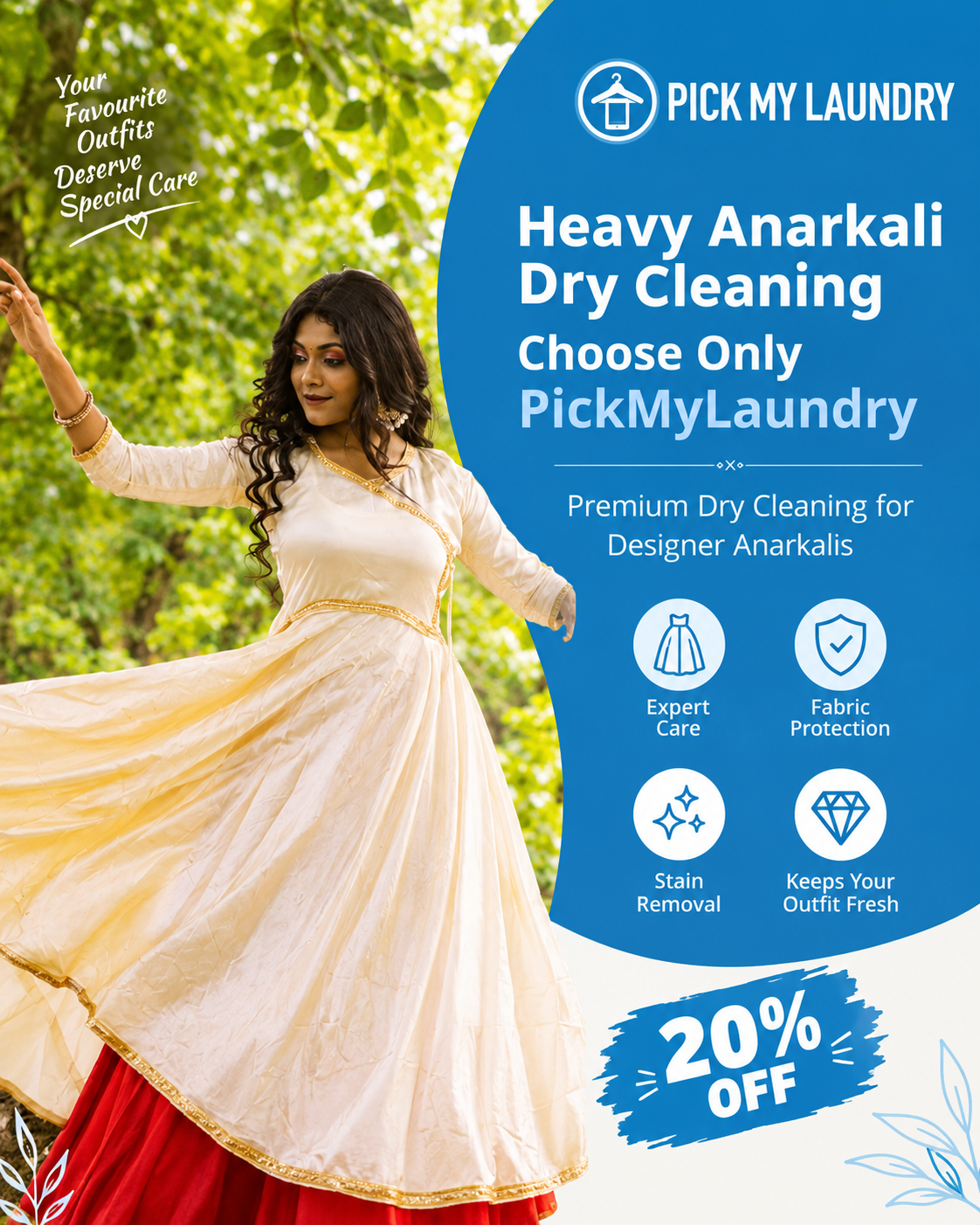 Heavy Anarkali Dry Cleaning Service – Premium Care for Designer Anarkalis